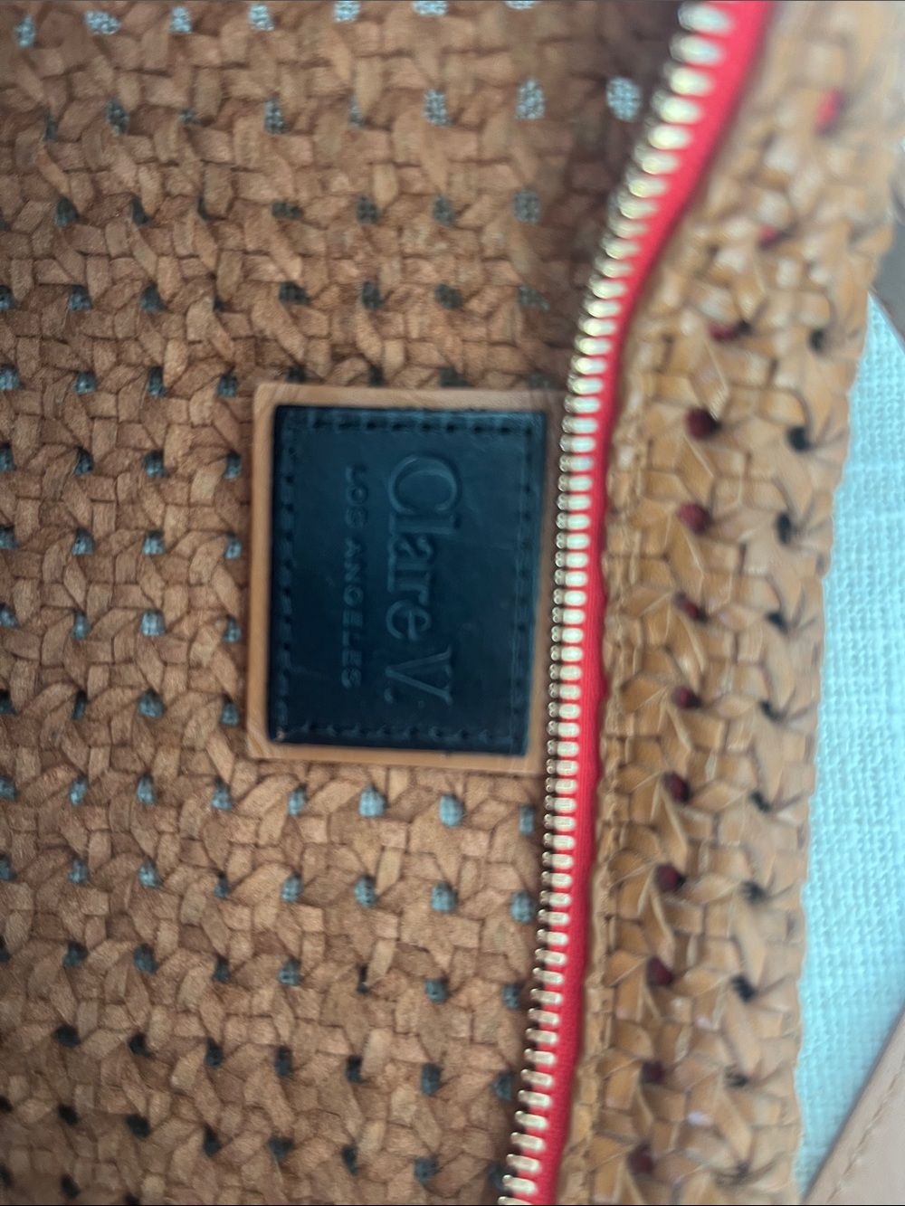 Clare V Grande Fanny Rattan Crossbody with Red Zip - Picture 14 of 15